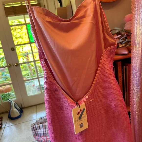 H&M studio innovation dress size small uk 8-10 pink nwt sequins pink - Picture 4 of 7